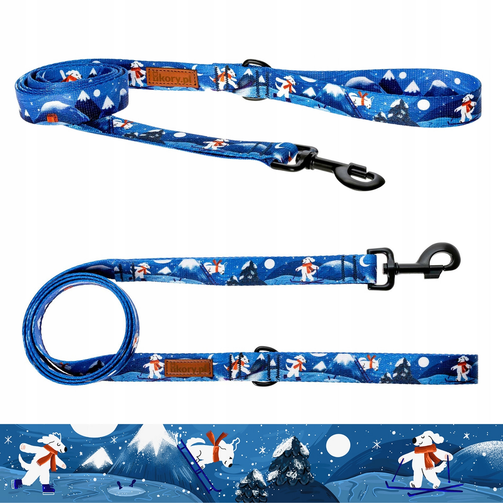 Standardní vodítko páskové pro velkého psa > 20 kg 180 cm Ukory Blue vzorek