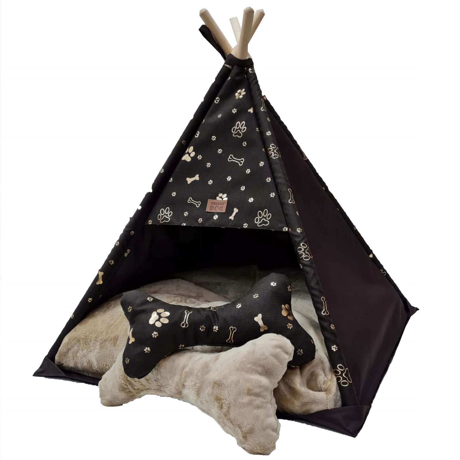 Tipi stan pro psa kočku pelíšek domeček přístřešek kotec +2 polštáře r. L