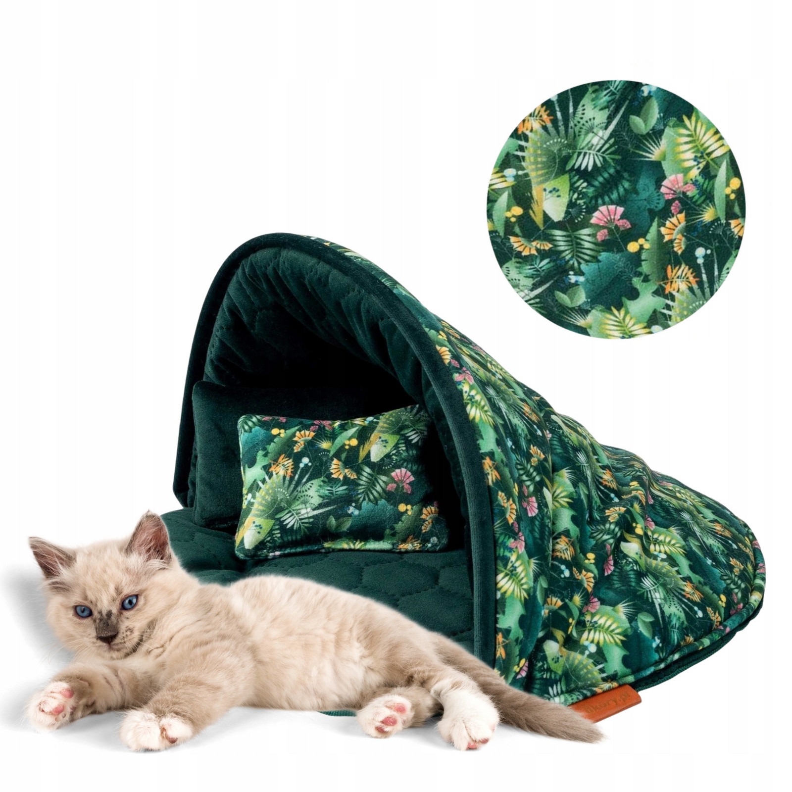 Budka domeček útulný pelíšek pro kočky kočičky 50x50x34 cm Ukory Zelená