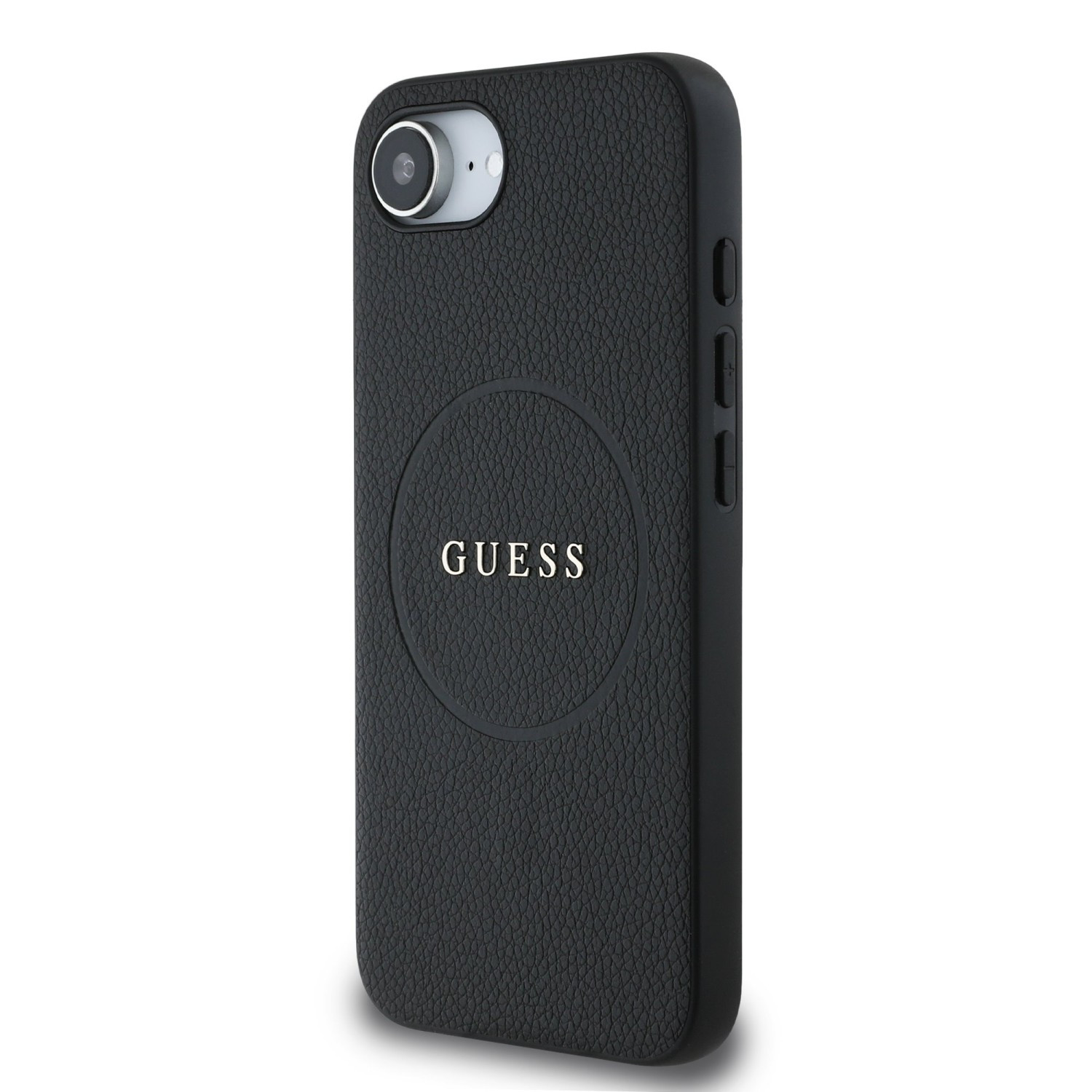 Zadní kryt Guess PU Grained Classic Logo MagSafe pro Apple iPhone SE 4, černá