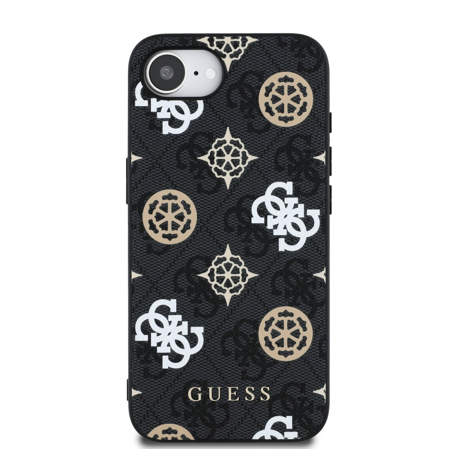 Zadní kryt Guess PU 4G Peony MagSafe pro Apple iPhone SE 4, černá