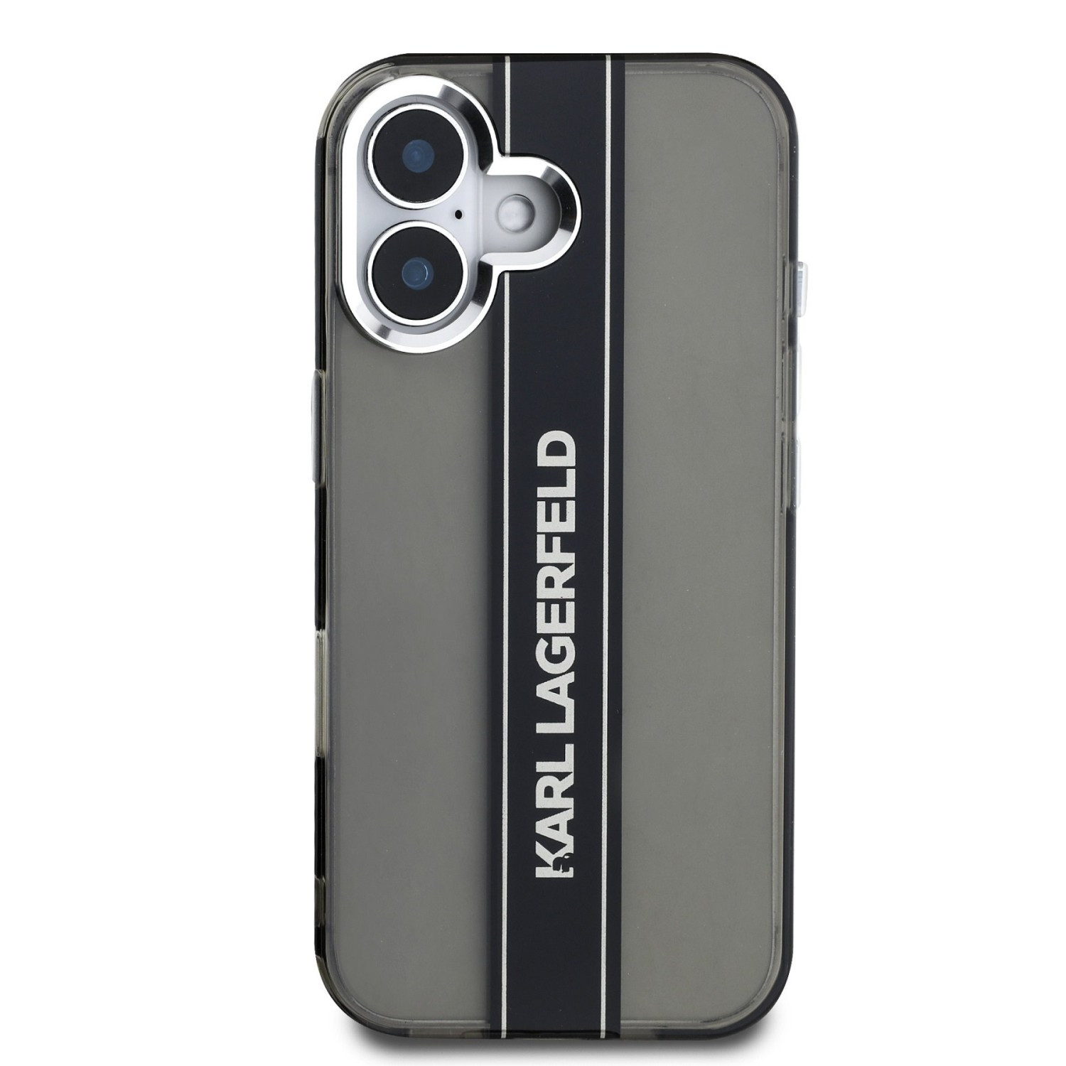 Zadní kryt Karl Lagerfeld IML Stripe Logo pro Apple iPhone 16, černá