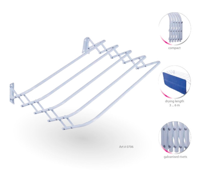 EUROGOLD Sušák nástěnný harmonika 60cm  TRIO60