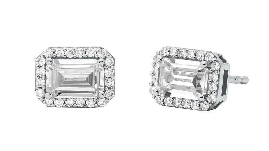 Michael Kors Blyštivé stříbrné náušnice se zirkony Brilliance MKC1724CZ040