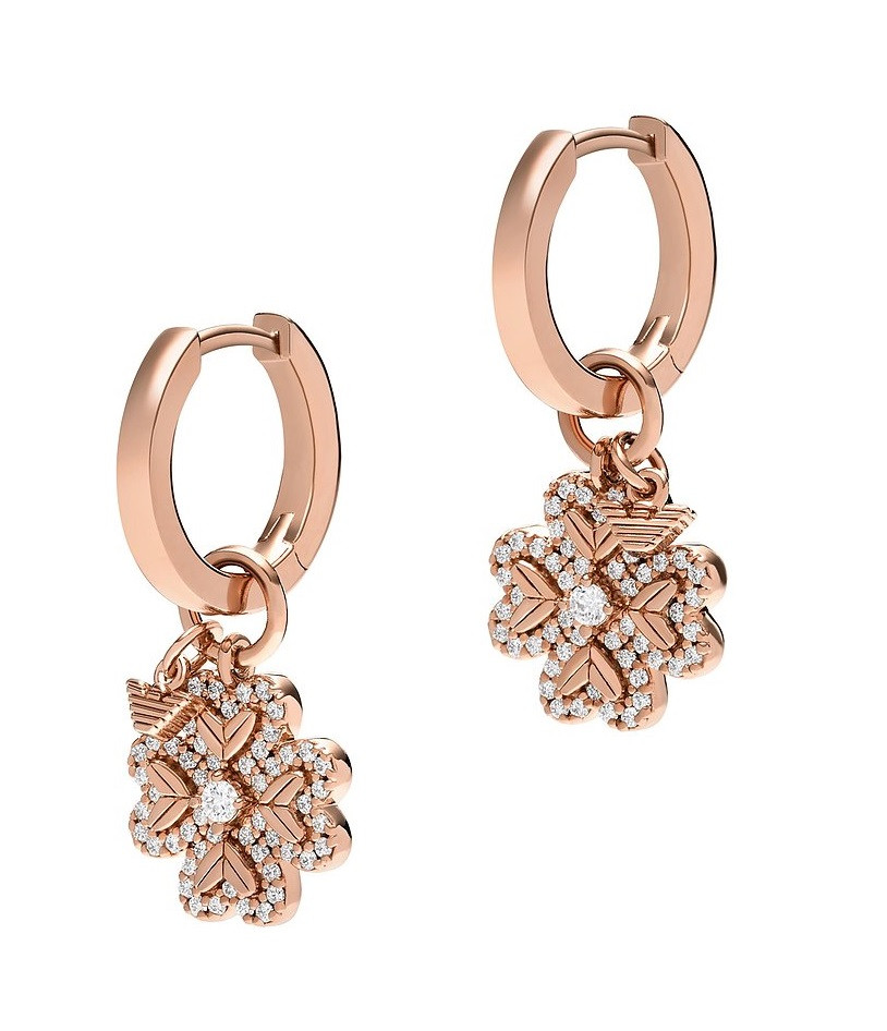 Emporio Armani Pozlacené náušnice 2v1 Čtyřlístek se zirkony EG3610221