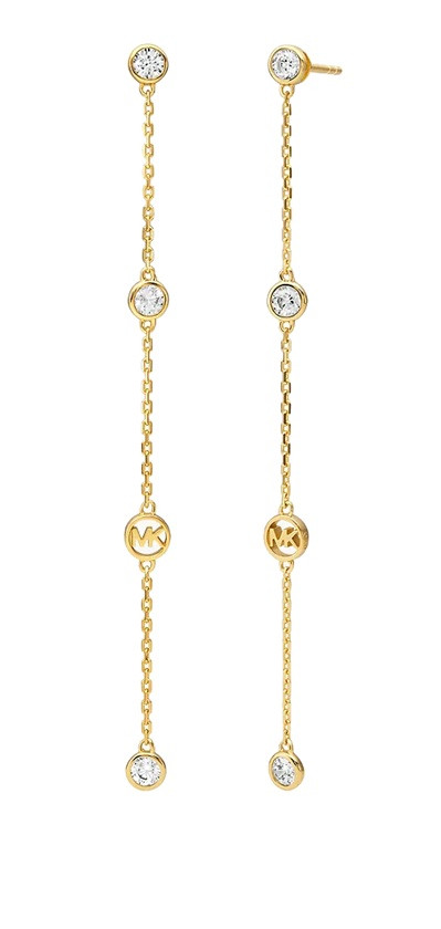 Michael Kors Dlouhé pozlacené náušnice s kubickými zirkony MKC1717CZ710