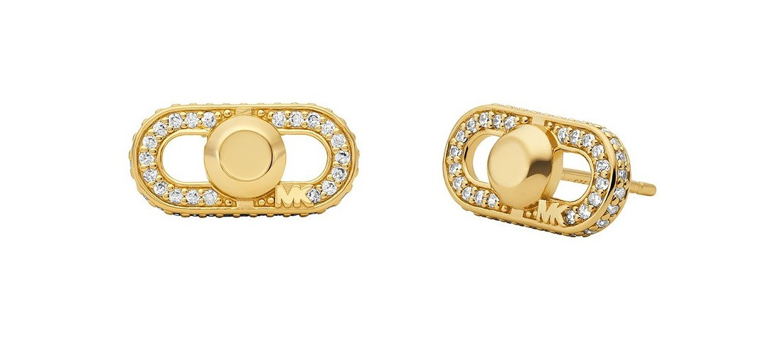 Michael Kors Módní pozlacené náušnice se zirkony Astor Link MKC1738CZ710