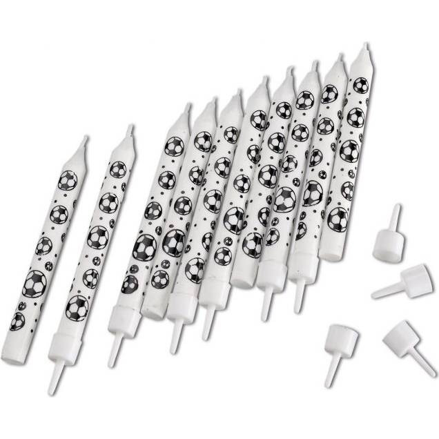 Narozeninové svíčky fotbal 10ks 10cm se zápichem - tib