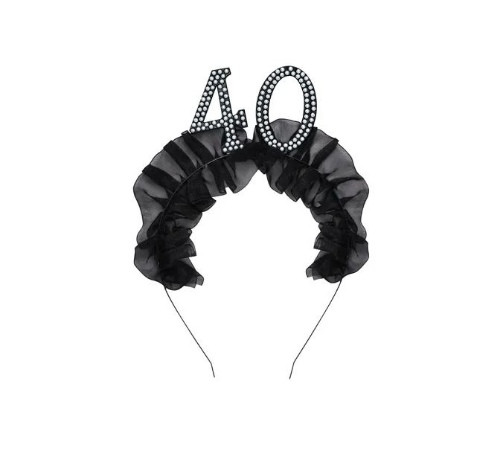 Čelenka s číslem 40, perličkami a volánky