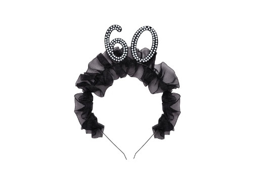 Čelenka s číslem 60, perličkami a volánky