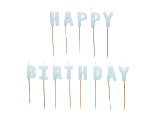 Narozeninové svíčky Happy Birthday, 2,5 cm, modré