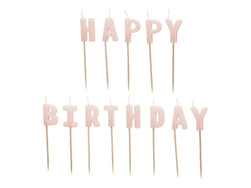 Narozeninové svíčky Happy Birthday, 2,5 cm, růžové