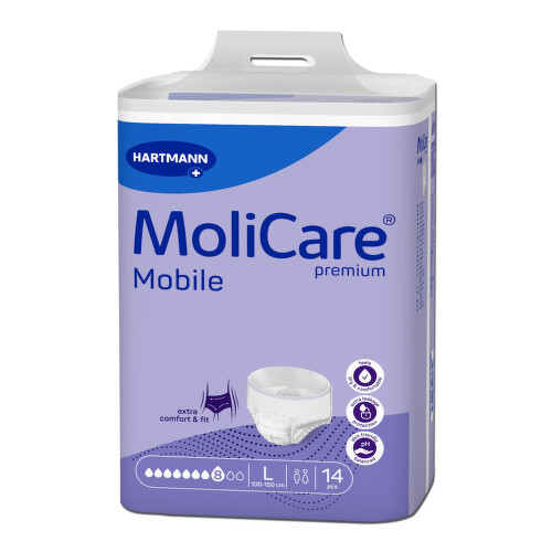 KALHOTKY NAVLÉKACÍ MOLICARE MOBILE 8 KAPEK L BOKY 100-150CM,2394ML,14KS