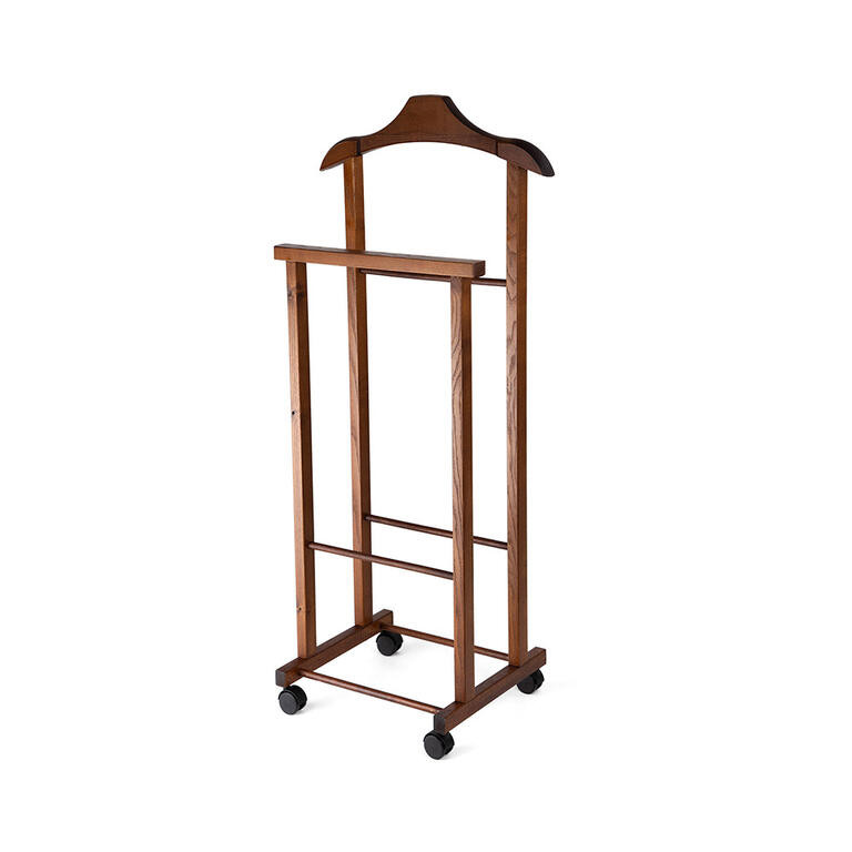 Němý sluha na šaty Compactor Hector 2, dvojitý na kolečkách, přírodní ořech