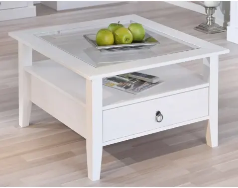 Čtvercový konferenční stolek Provence, bělená borovice