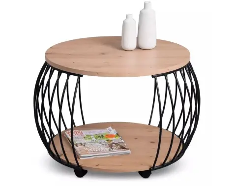 Kulatý konferenční stolek Peking 60 cm, dub artisan