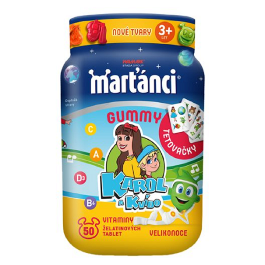 WALMARK Martanci gummy Karol a Kvido Velikonoce, 50 tablet + tetovačky