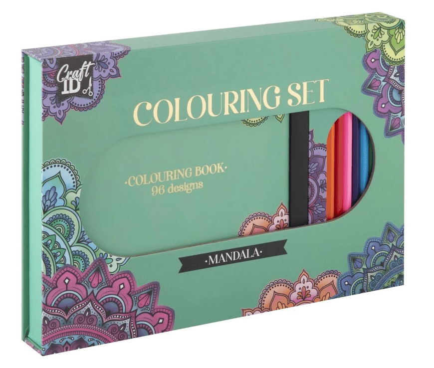 Omalovánková kniha s pastelkami - mandala