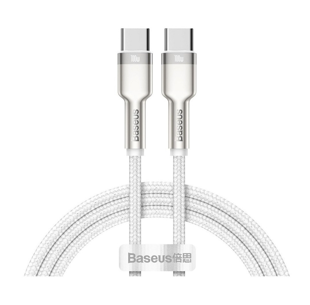 Datový kabel Baseus Cafule Metal - typ C na typ C - PD 100W 5A 1m (CATJK-C02) bílo-stříbrný 136986