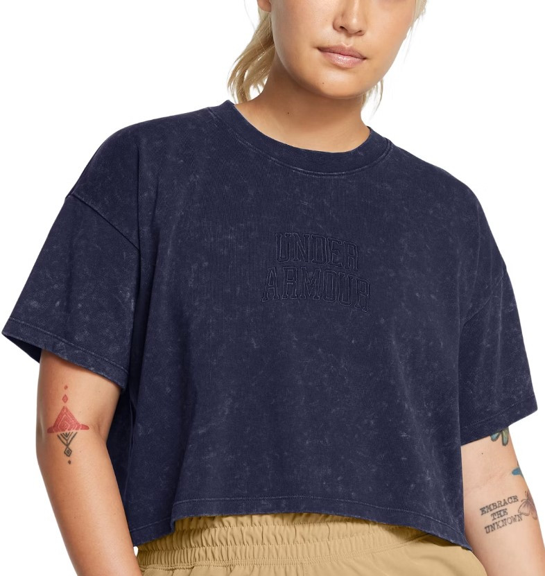 Triko Under Armour UA W VARSITY CROP HW SS-BLU