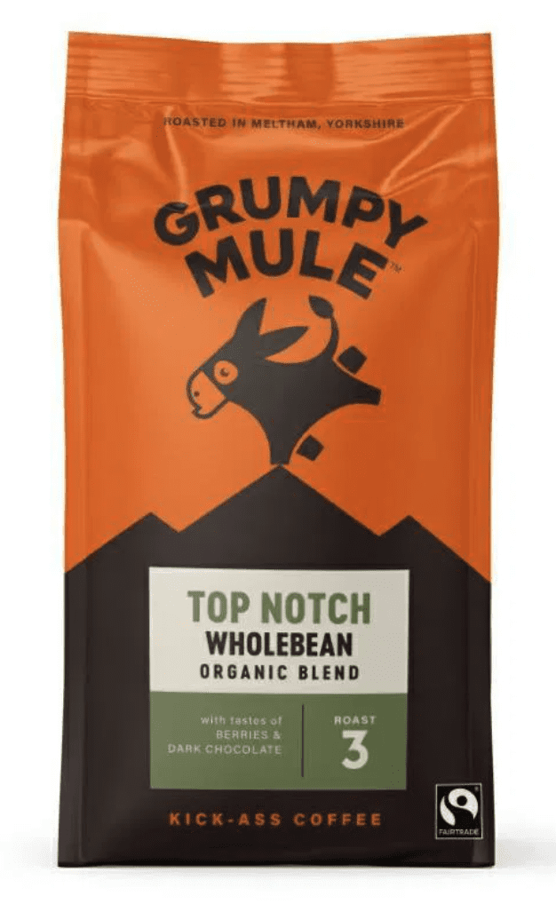 Grumpy Mule Top Notch Wholebean Coffee, 100 % Arabica, zrnková káva, BIO, 200 g