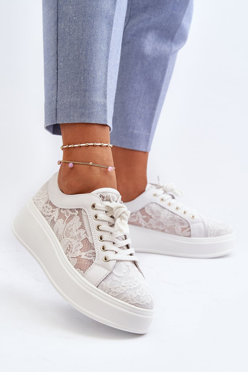 S. BARSKI Dámské krajkové tenisky na platformě S.Barski