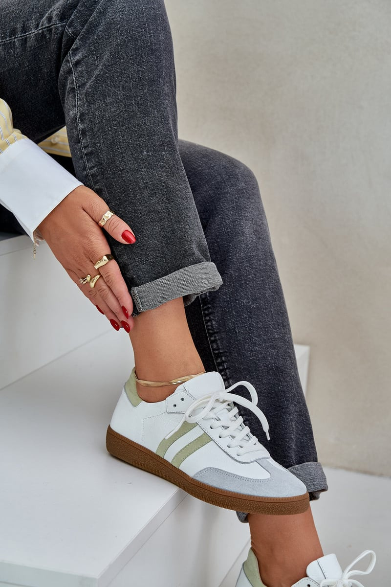 Zazoo N1068 Kožené Nízké Dámské Tenisky Bílé