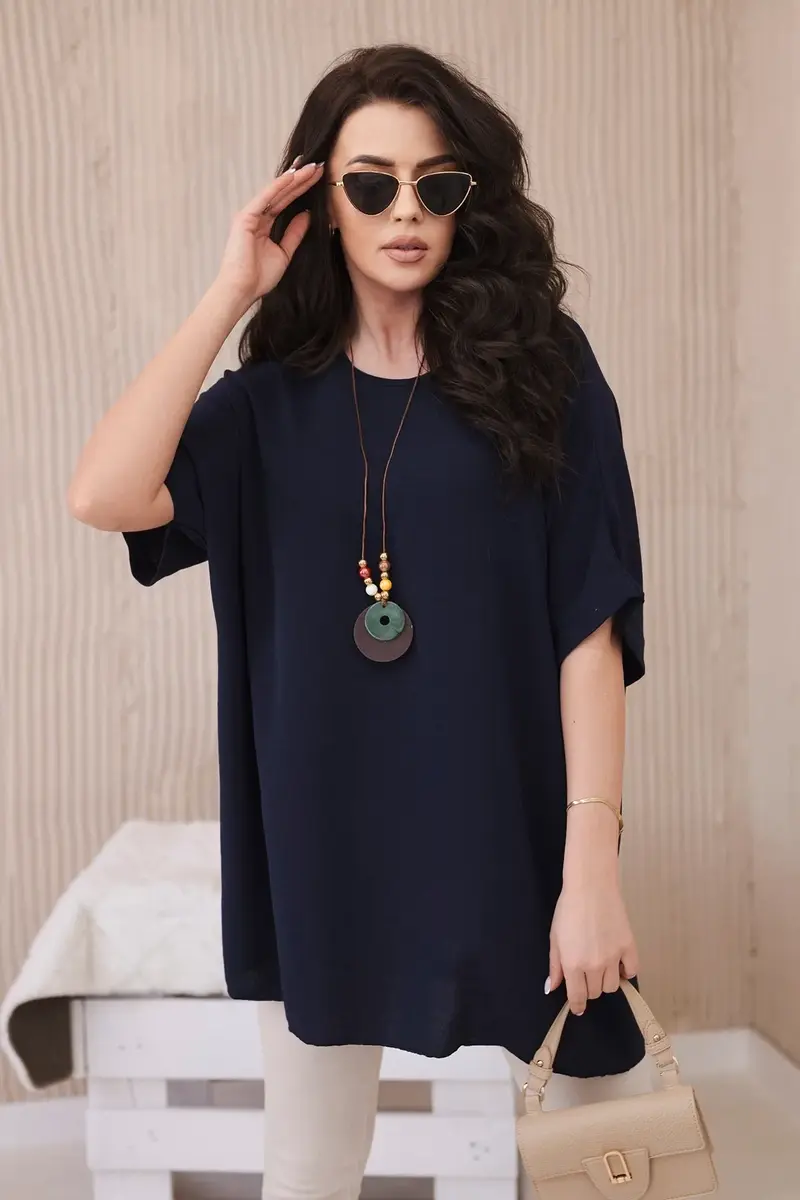 Kesi Włoski Oversized halenka s přívěskem námořnická modř