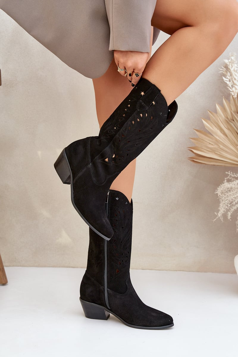 Lewski Shoes Semišové Kozačky S Prodyšným Svrškem Černé Zazoo 3609