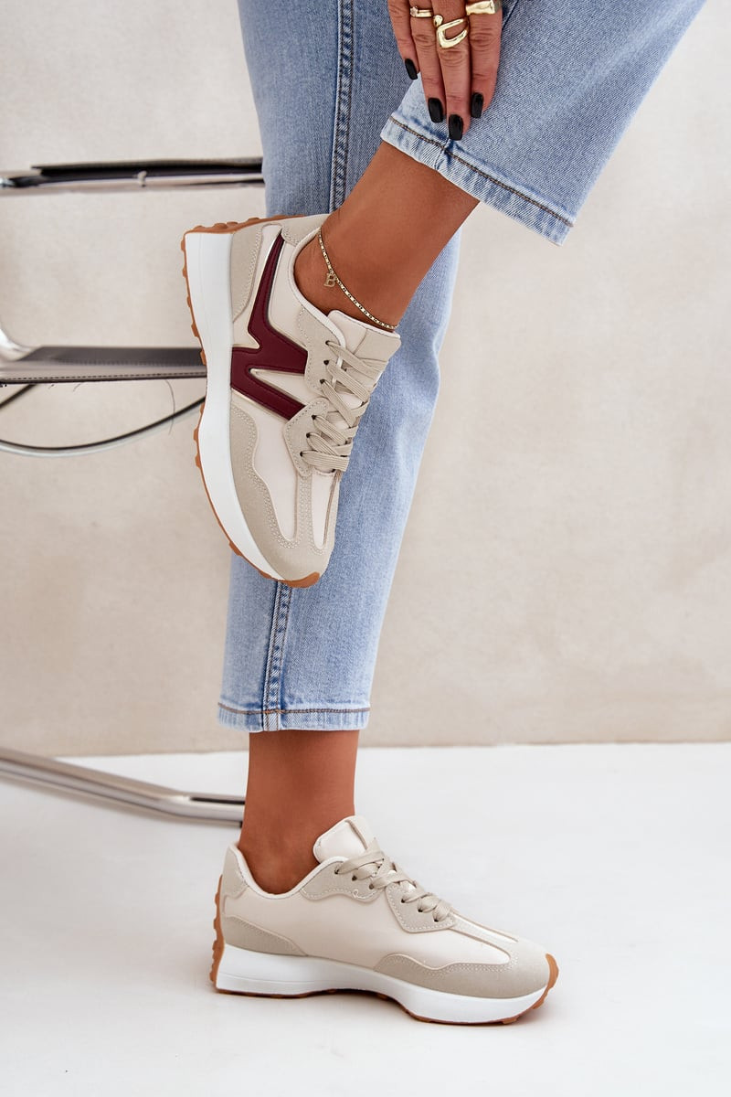 PS1 Dámské Sportovní Boty Tenisky Béžovo-Červené Britma