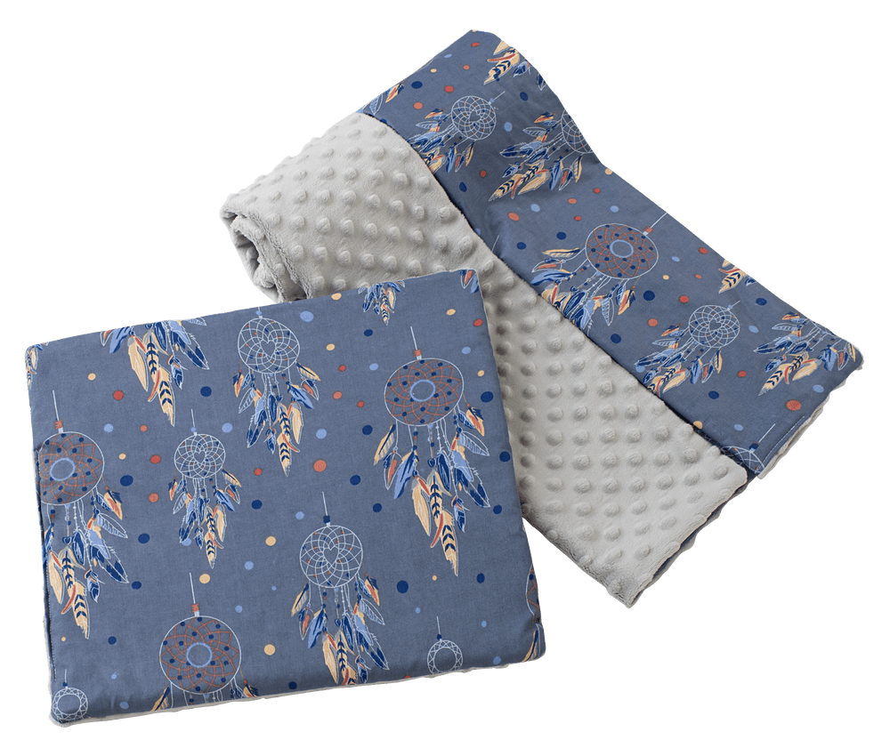 Medi Partners Quilt 75x100 + pillow 35x30 cotton + minky – Dreamcatchers + gray minky