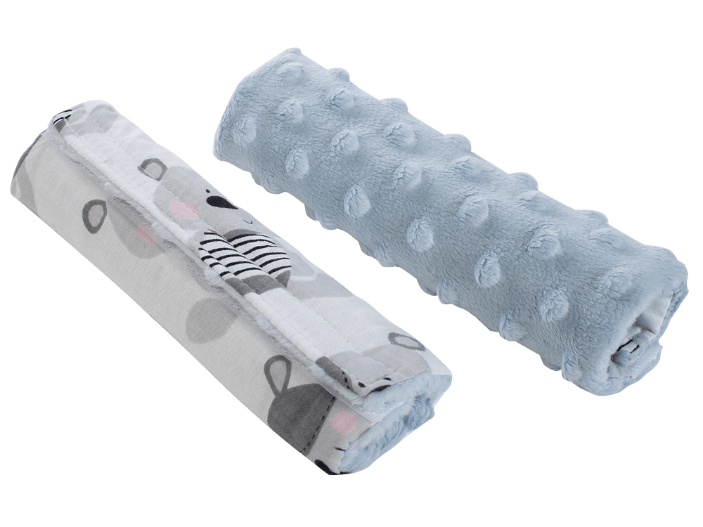 Medi Partners Stroller belt protectors (2 pcs.) cotton + minky – Teddy + blue minky