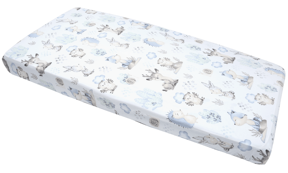 Medi Partners Fitted sheet for bed 120x60 – cotton – Deer and Hedgehog