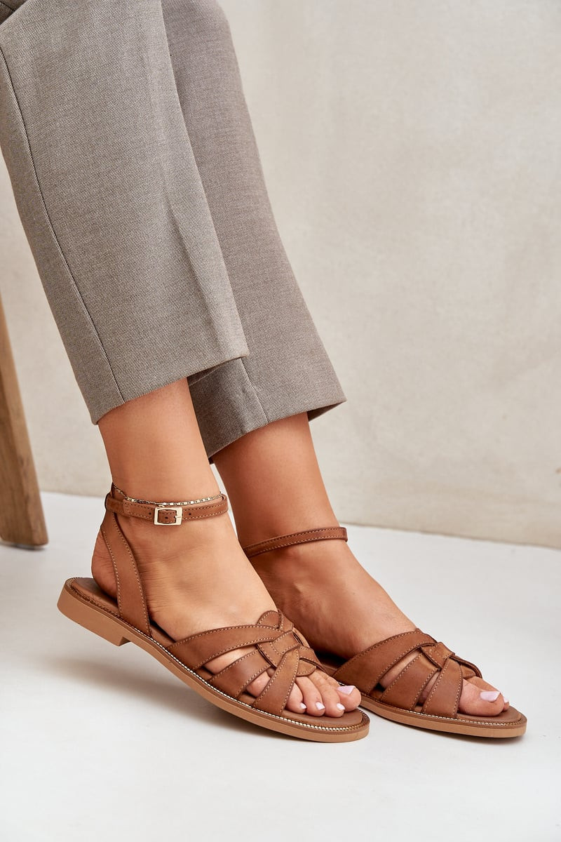 Lewski Shoes Dámské kožené sandály na plochém podpatku Zazoo