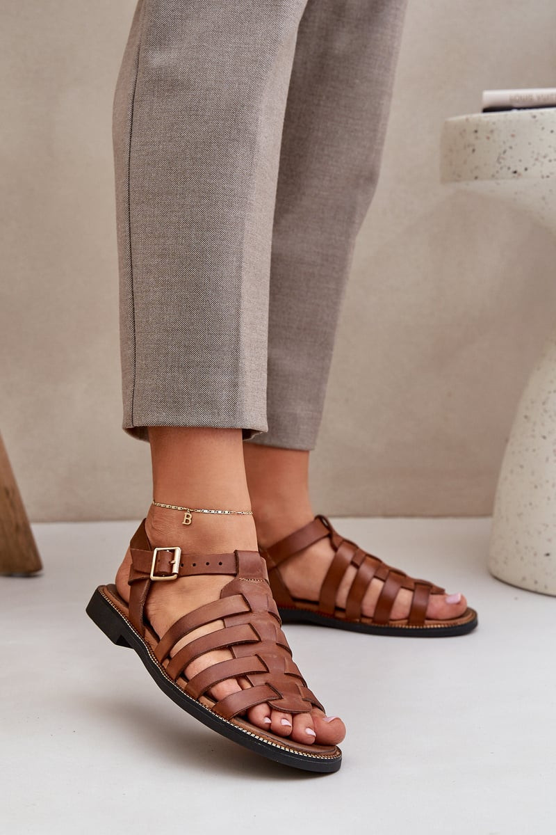 Lewski Shoes Kožené sandály na plochém podpatku Zazoo