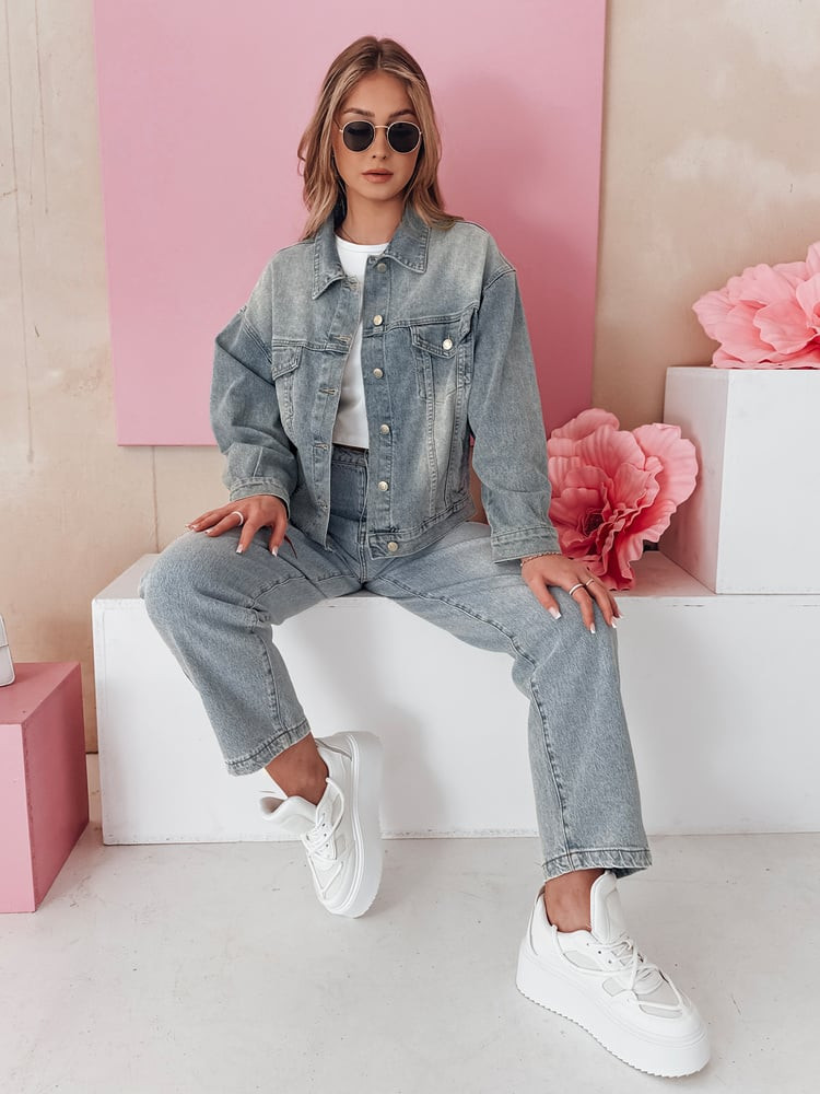 Spodnie damskie wide leg jeansowe WIDENO niebieskie Dstreet