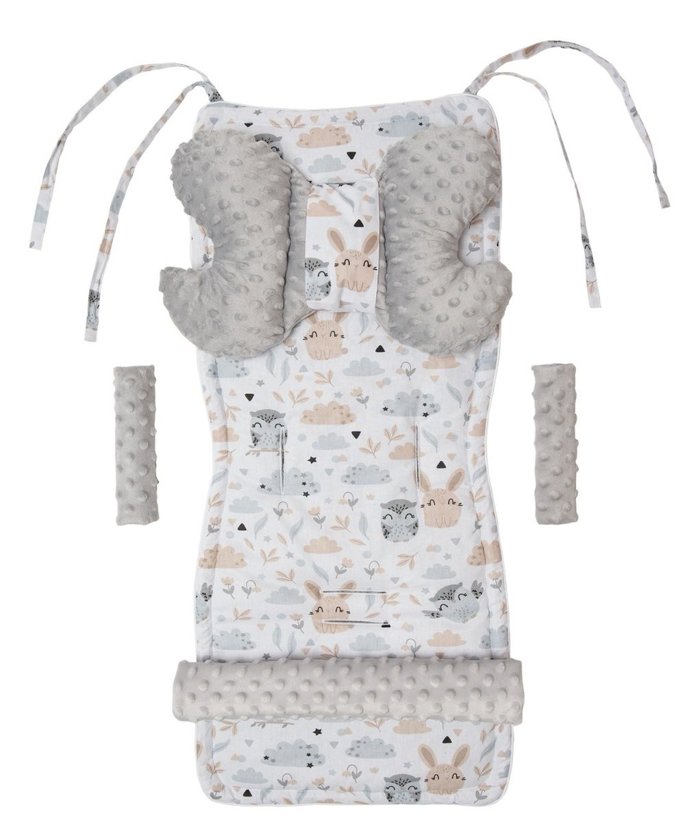 Medi Partners Stroller insert in a 4-piece set – Polana + gray Minky