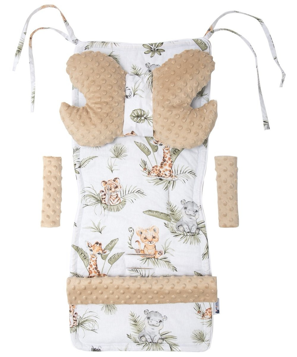 Medi Partners Stroller insert in a 4-piece set - Safari + beige Minky