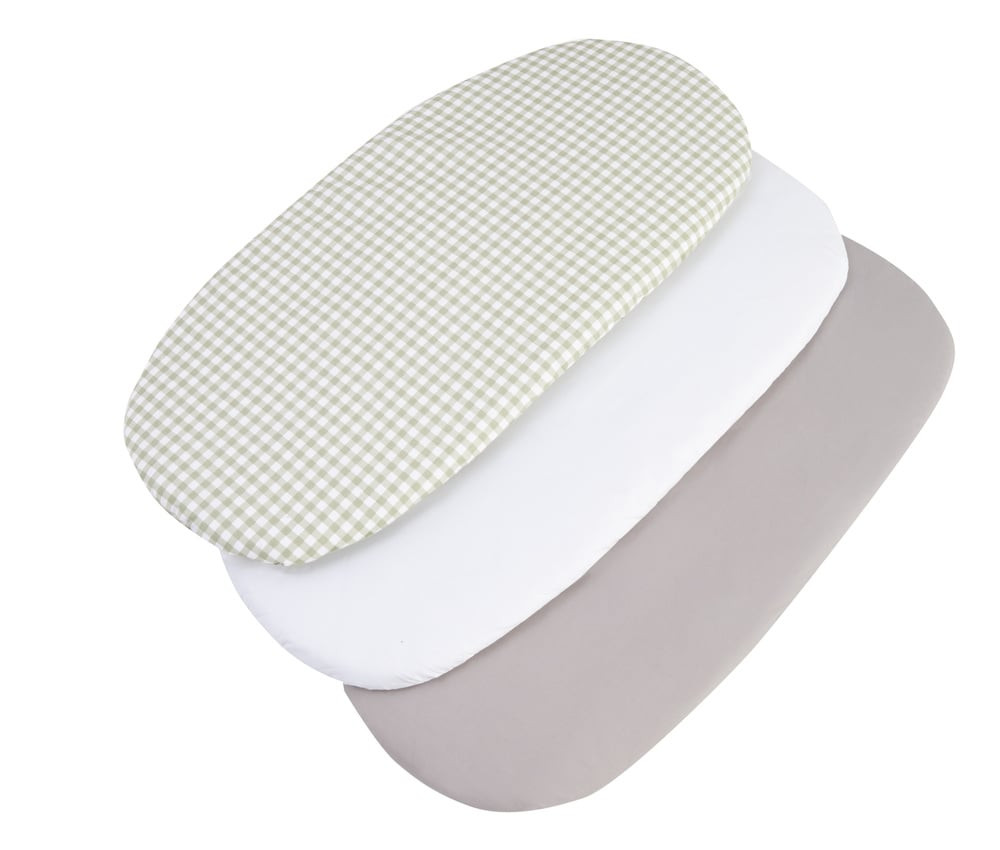 Medi Partners 3 – Pak – Fitted sheet for stroller – cotton – Check – White – Gray