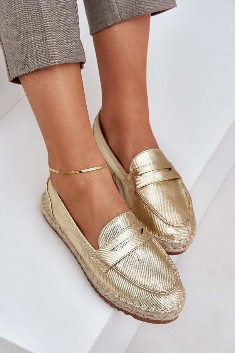 PH2 Dámské espadrilky s jutovou pleteninou na ploché podrážce zlaté Shilova