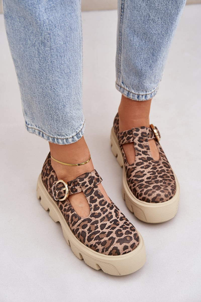 Semišové Polobotky S Přezkou V Panteře Zazoo