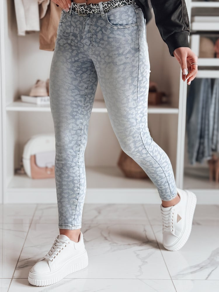 Spodnie damskie jeansowe skinny z paskiem FELINA niebieskie Dstreet