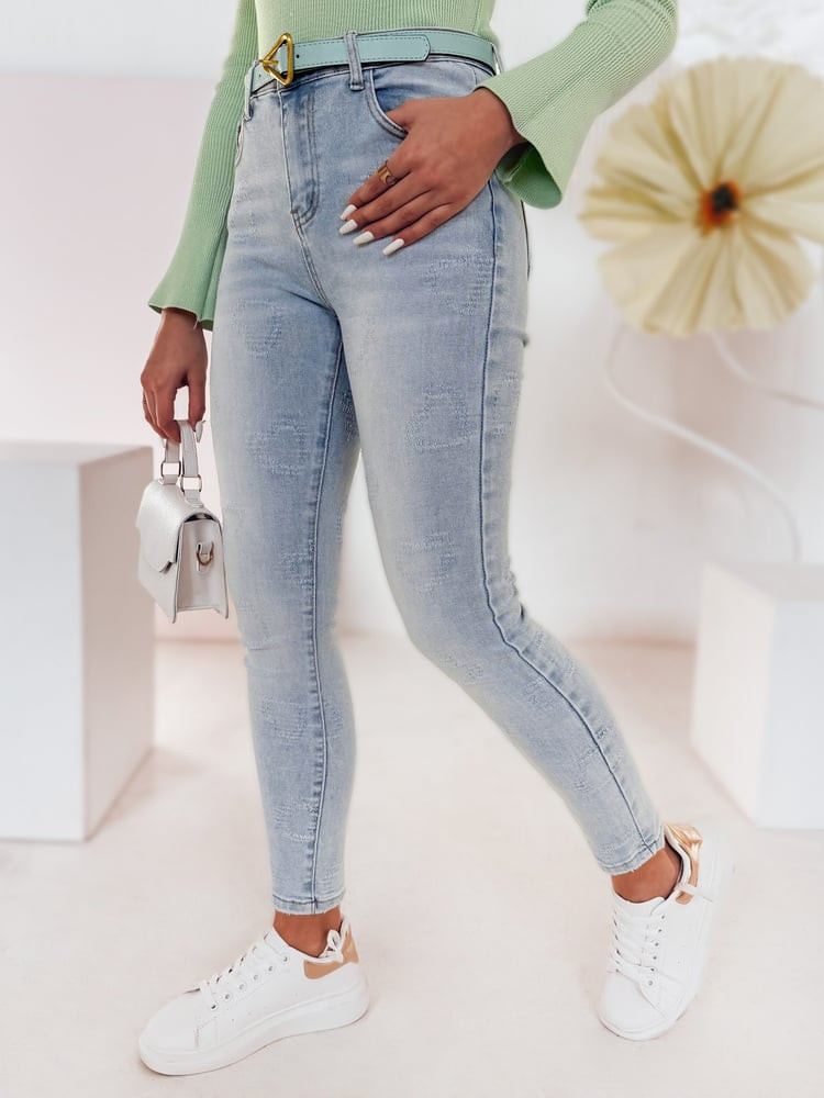 Spodnie damskie jeansowe skinny w serca JENIVIA niebieskie Dstreet