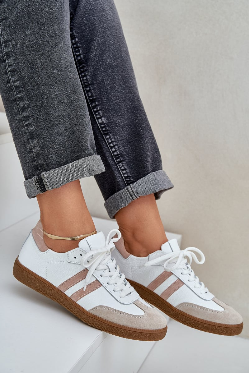 Zazoo N1068 Kožené Nízké Sneakersy Dámské Béžové