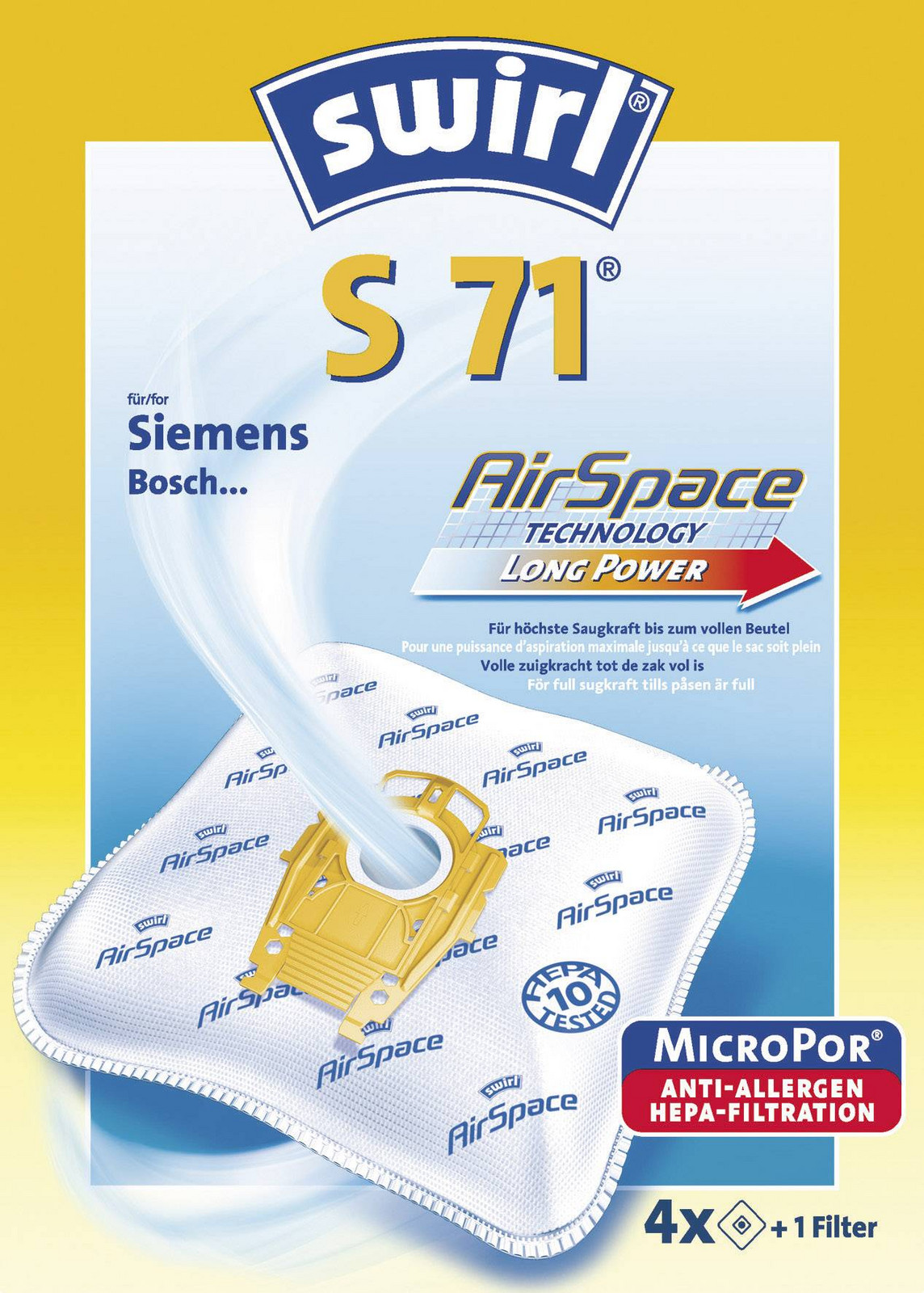 Swirl S71 AirSpace sáčky do vysavače 4 ks