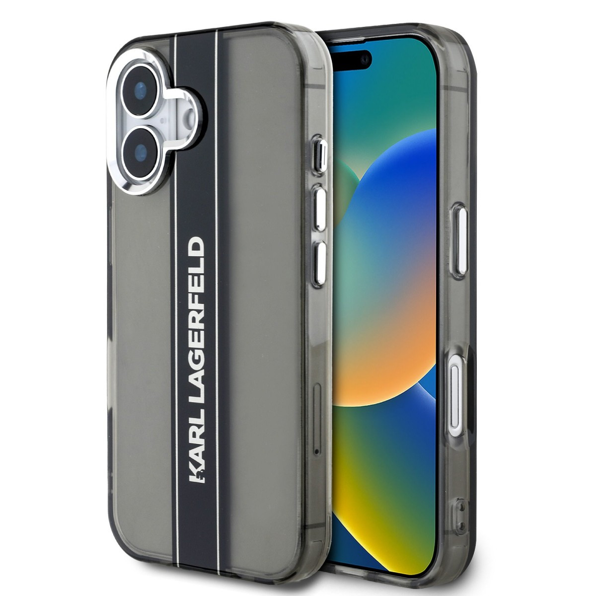 Zadní kryt Karl Lagerfeld IML Stripe Logo pro iPhone 16 Black