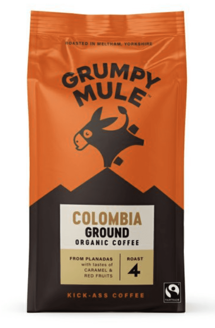 Grumpy Mule Colombia Ground Coffee, 100% Arabica, mletá káva, BIO, 200 g