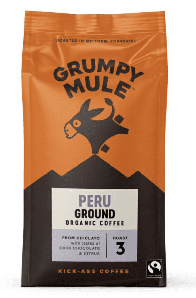 Grumpy Mule Peru Ground Coffee, 100% Arabica, mletá káva, BIO, 200 g