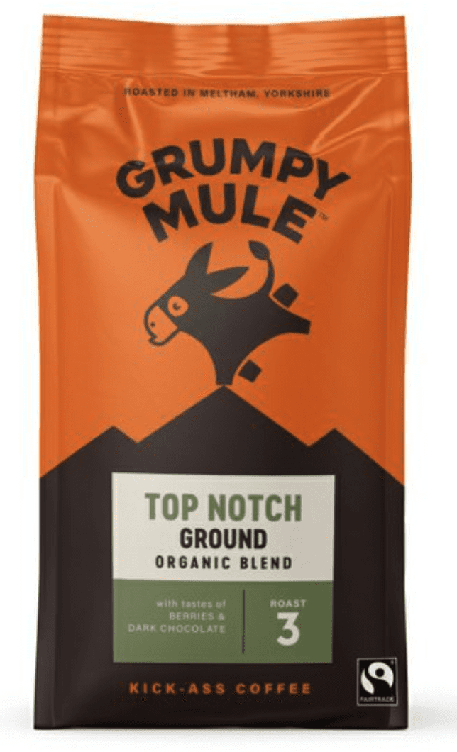 Grumpy Mule Top Notch Ground Coffee, 100 % Arabica, mletá káva, BIO, 200 g