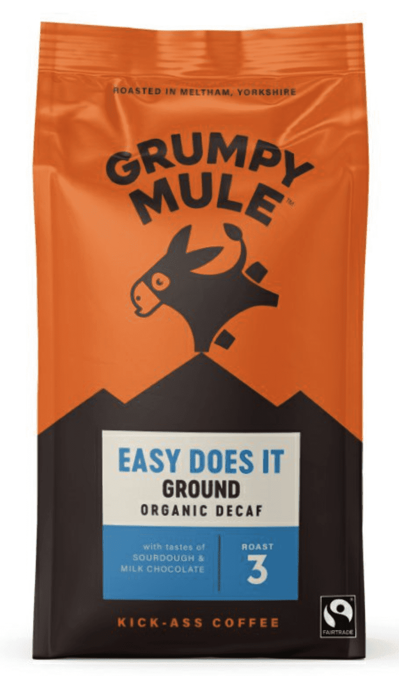 Grumpy Mule Easy Does It Ground Decaf, 100% Arabica, mletá káva bez kofeinu, BIO, 200 g